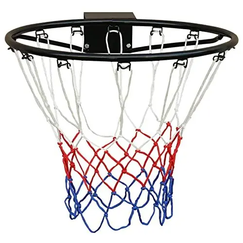 Produktbild: FUNJEPE Professionelle Größe (45 cm), massiver Basketballkorb-Ring, Basketballkorbnetz und Wandbefestigungen, geeignet für Erwachsene und Kinder, drinnen und draußen, Schwarz