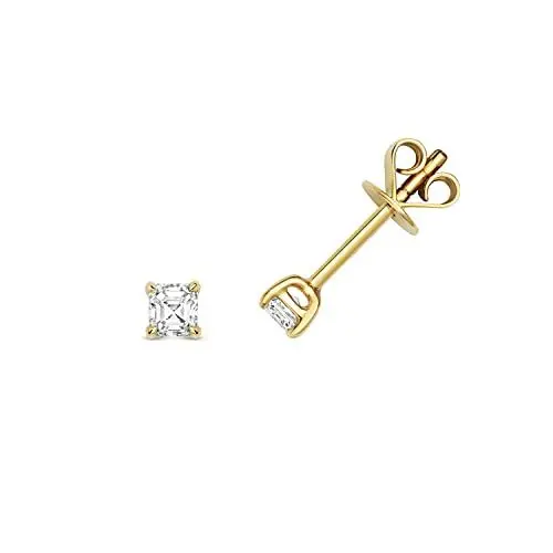 Produktbild: Funkelndes Feuer 18 Karat (750) Gold Damen - Diamant Paar Ohrstecker Asscher-Schliff 0.31 Karat WJS3469118KY