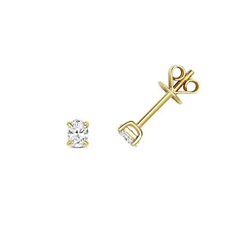 Produktbild: Funkelndes Feuer 18 Karat (750) Gold Damen - Diamant Paar Ohrstecker Oval-Schliff 0.28 Karat WJS3467918KY