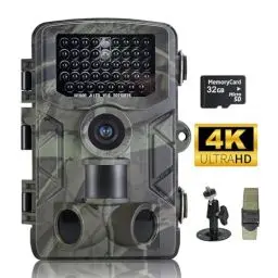 Produktbild: FunKind Wildkamera 4K 50MP, Wildtierkamera mit Nachtsicht Bewegungsmelder Weitwinkel 120°, 850nm IR LEDs Nachtsichtkamera, Nachtsicht bis zu 25 m, Jagdkamera mit 32 GB SD, Wasserdicht IP65
