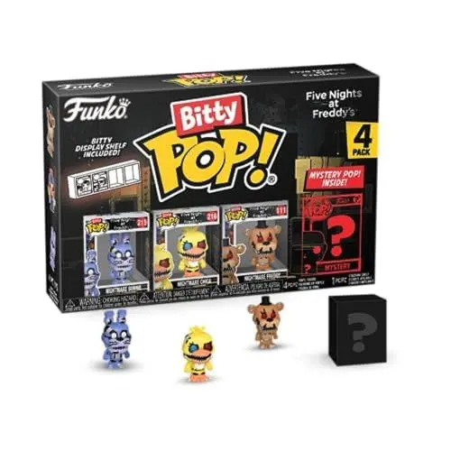 Produktbild: Funko Bitty Pop! Five Nights at Freddy's (FNAF) - Nightmare Bonnie 4PK - Nightmare Bonnie, Nightmare Chica, Nightmare Freddy und eine Überraschungs-Mini-Figur - 0.9 Inch (2.2 cm) Sammlerstück