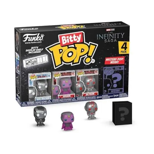 Produktbild: Funko Bitty Pop! Marvel - Iron Man 4PK - War Machine, Vision, Ultron und eine Überraschungs-Mini-Figur - 0.9 Inch (2.2 cm) - Marvel Comics Sammlerstück Stapelbares Display-Regal Inklusive