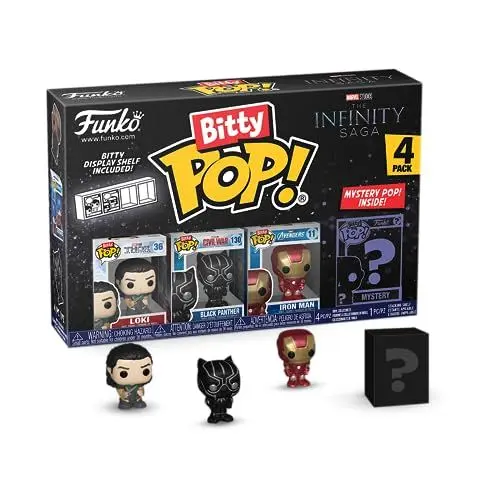 Produktbild: Funko Bitty Pop! Marvel - Loki 4PK - Loki, Black Panther, Iron Man (VII) und eine Überraschungs-Mini-Figur - 0.9 Inch (2.2 cm) - Marvel Comics Sammlerstück Stapelbares Display-Regal Inklusive
