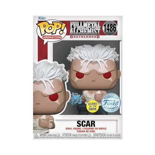 Produktbild: Funko POP! Animation: FMA: B - Scar - Leuchtet Im Dunkeln - Full Metal Alchemist: Brotherhood - Amazon-Exklusiv - Vinyl-Sammelfigur - Geschenkidee - Offizielle Handelswaren - Anime Fans