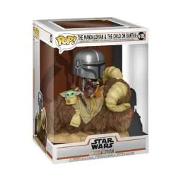 Produktbild: Funko Pop! Deluxe: Star Wars: The Mandalorian - Mando On Bantha mit Grogu (The Child, Baby Yoda) - Vinyl-Sammelfigur - Geschenkidee - Offizielle Handelswaren - Spielzeug Für Kinder und Erwachsene