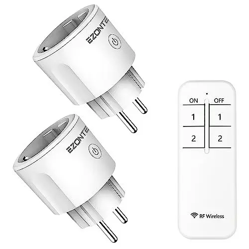 Produktbild: Funksteckdosen mit Fernbedienung,EZONTEQ 2 Funksteckdose und 1 Fernbedienung, Funkschalt-Set 16A 30M Reichweite, einfach Smart Steckdose Ferngesteuerte Stecker für Ältere Menschen,Programmierbar-Weiß