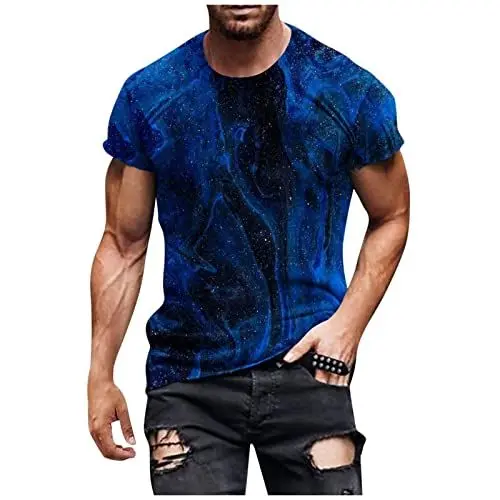 Produktbild: Funktionsshirts Herren T-Shirt Herren Schwarzes Tshirt Herren Basic Shirt Herren T-Shirt Oversize Herren Stretch Tshirt Herren Tshirts Sport T-Shirt Herren Atmungsaktiv Fitness-Bekleidung Blau L