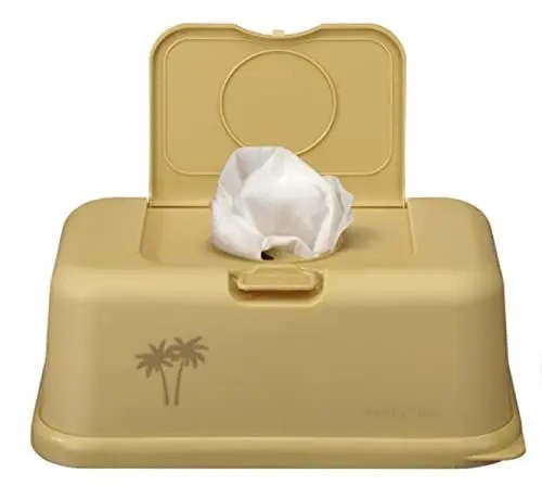 Produktbild: Funkybox Aufbewahrungsbox für Feuchttücher, schönes Design & perfekte Funktion, unisex, langhaltende Frische und einfache Bedienung (Groß, Golden - Palmen)