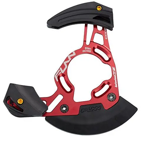 Produktbild: FUNN Zippa DH Kettenführung, ISCG05 Schnittstelle, BSA Adapter inklusive, 32T-38T, Kettenprotektor für Mountainbike (Rot)