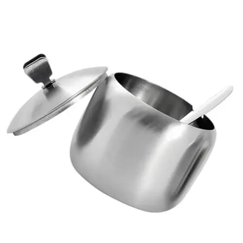 Produktbild: FUNNETOYU Gewürzbehälter Satz Aus Edelstahl Mit Deckel Zuckerglas Und Salzbehälter Für Küche Und Restaurant Wiederverwendbare Aufbewahrung Für Gewürze 9.5cm Silber
