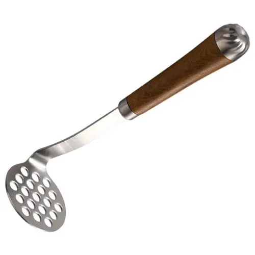 Produktbild: FUNNETOYU Handlicher Kartoffelstampfer aus mit Holzgriff zum Zubereiten von Kartoffel und Gemüse Püree für Zuhause und Gastronomie Spülmaschinengeeignet und Leicht zu Reinigen