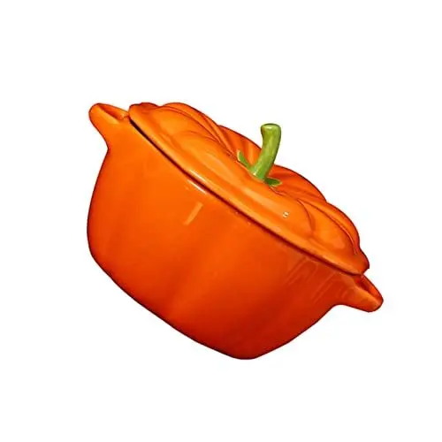 Produktbild: FUNNETOYU Kreative Kürbisschüssel aus Keramik Dekorative Suppenschüssel für Herbst Deko für Pudding Eintöpfe und Snacks Spülmaschinenfest und Leicht zu Reinigen