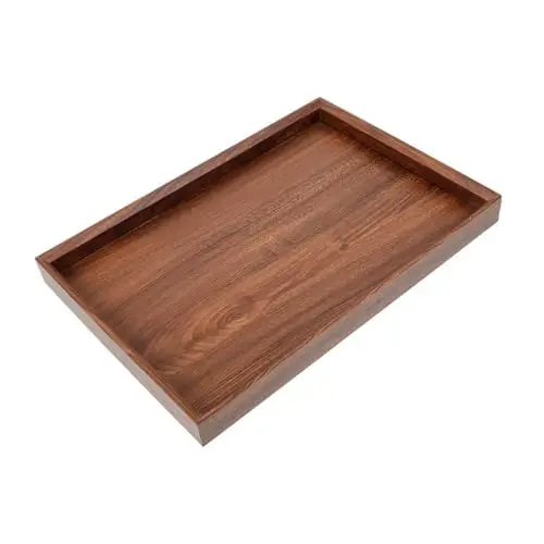 Produktbild: FUNNETOYU Rustikales Holztablett Aus Massivem Walnussbaum Rechteckige Servierplatte Für Snacks Tee Und Dekoration Im Wohnzimmer Esszimmer Partys
