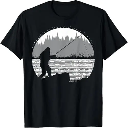Produktbild: Funny Bigfoot Fishing Cool Sasquatch Fly Fishing Fisherman T-Shirt Black L