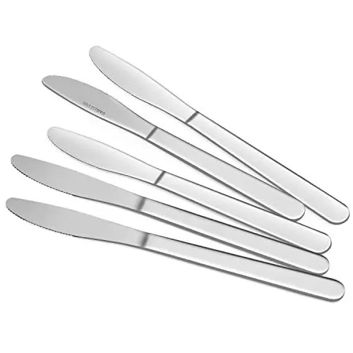 Produktbild: Funnydin Tafelmesser aus Edelstahl, 24 Stück Messer Set (8,3 Zoll/20cm), Edelstahlmesser, Hochglanzpoliert, spülmaschinenfest, Essmesser für Küchen und Restaurants