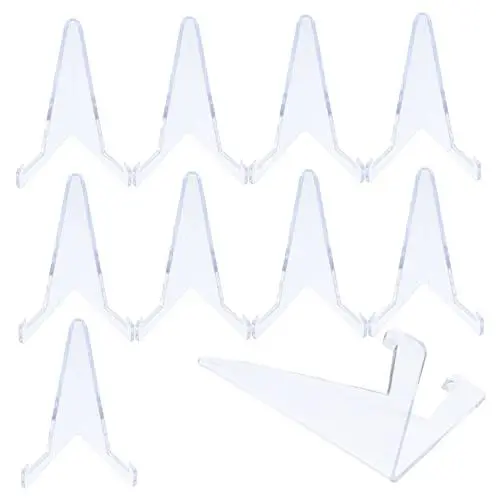 Produktbild: FUNOMOCYA 10 x Spielkartenhalter, transparenter Display-Ständer, Tablet-Stativ, Tellerhalter, Bildstaffelei, Münzhalter, Staffelei, Hockey-Karte, Staffelei, kleine Staffeleien, Foto-Display-Halterung,