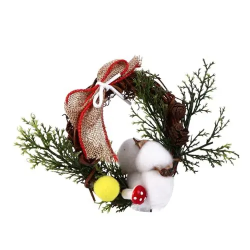 Produktbild: FUNOMOCYA 1Stk Weihnachtskranz Ornament Weihnachtsgirlande Weihnachts Party Weihnachtsbaum hängender Kranz Mini-Rattan-Weihnachtskranz die Weihnachtskerze Kamindekor Weihnachtsanhänger Ring