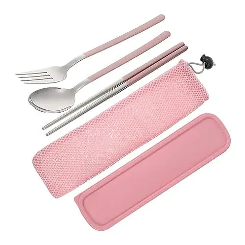 Produktbild: FUNOMOCYA Camping Besteck Set Edelstahl Löffel Tragbare Besteck Tasche für Picknick