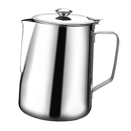 Produktbild: FUNOMOCYA 600 Ml Edelstahl-aufschäumkrug Mit Deckel Für Kaffeezubereitung Verschleißfest Und Rostfrei Schützt Flüssigkeit Vor Verschmutzung