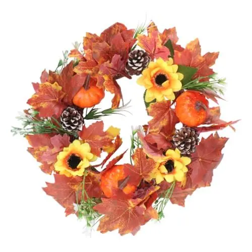 Produktbild: FUNOMOCYA Kranz Halloween Decor Sunflower Imitation Kürbis Herzstück Künstliche Für Home Party