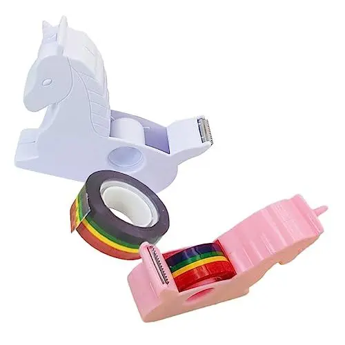 Produktbild: FUNOMOCYA 2St Desktop-Bandhalter scheckheft scrabbook scrabook bürozubehör schulsachen tragbarer Bandhalter Einhorn-Klebebandhalter schöner Bandhalter Bandschneidewerkzeug Rostfreier Stahl