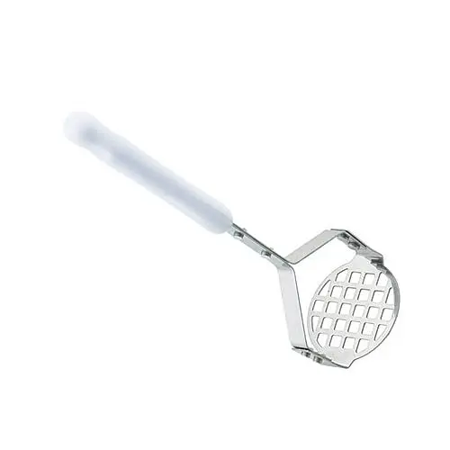 Produktbild: FUNOMOCYA Kartoffelpresse aus Edelstahl 2-in-1-Stampfer für Kartoffelpüree weißer Griff silbernes hitzebeständiges Handgerät