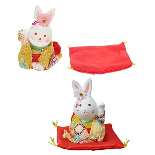 Produktbild: FUNOMOCYA 2er Satz Hase Statue Japanische Kaninchen Deko Armaturenbrett Ornament Kreativ Home Decor