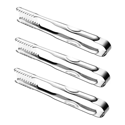 Produktbild: FUNOMOCYA Eiszange aus Edelstahl mit flexiblem Griff 3-teilig für Zuckerwürfel Eiswürfel BBQ