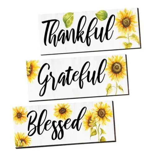 Produktbild: FUNOMOCYA 3Pcs Sunflower Motivations Phrasen Holz Bord Dekorationen Wohnkultur Küche Zeichen