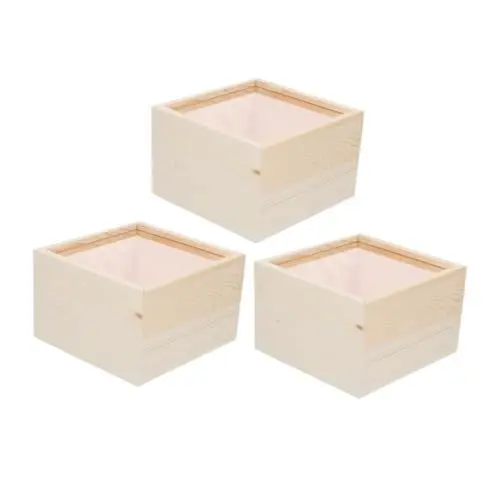 Produktbild: FUNOMOCYA 3 Teilige Box Mit Ausziehbarem Deckel Aufbewahrungsbox Für Rezepte Truhenrahmen Leckereien Schmuckkästchen Keksdosen Unvollendete Vitrine Aufbewahrungsbehälter