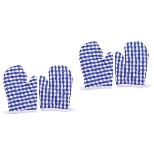 Produktbild: FUNOMOCYA 4 Stück Mikrowellen-Handschuhe Mini-Backhandschuhe Ofenhandschuhe in Kindergröße kochhandschuhe Kinder zubehör kinderküche Kleinkindspielzeug Mini-Spielzeug Mikrowellenhandschuhe