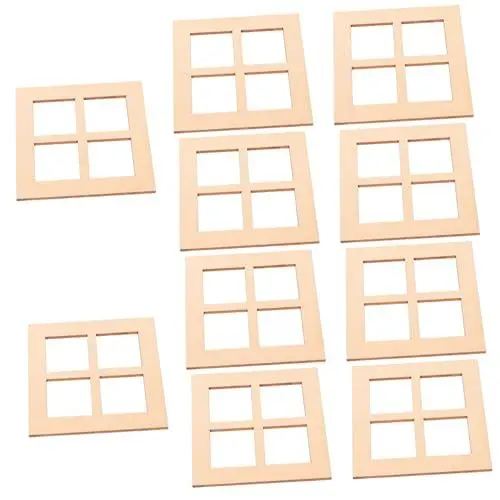 Produktbild: FUNOMOCYA Dollhouse Miniature House 10stück Puppenhaus Dekoration Leerfenster Fenstermodell Holzfenster Kleines Werkzeug Zubehör Mini Möbel Dekoration
