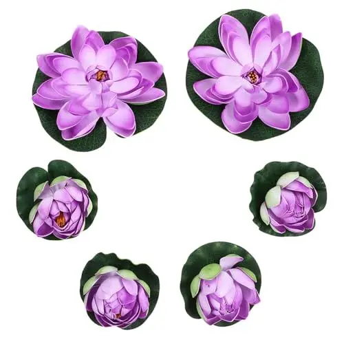 Produktbild: FUNOMOCYA Künstliche Pflanzen 6pcs Simulation Lilien Schwimmende Für Aquarium Dekoration