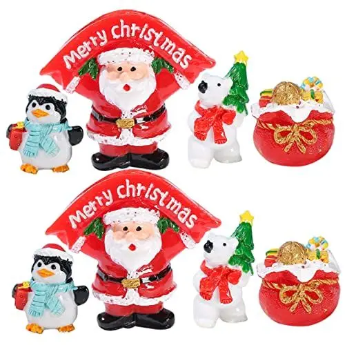 Produktbild: FUNOMOCYA 8st Weihnachtsmikrolandschaft Santa Weihnachtsschmuck Weihnachtliche Miniaturfiguren Kleine Weihnachtsfiguren Weihnachtsaccessoires Weihnachtsmann Miniaturen Tischdekorationen Harz