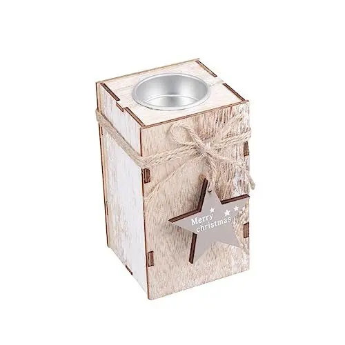 Produktbild: FUNOMOCYA Duftkerzenhalter Weihnachtliche Tischdekoration Weihnachtskerzenhalter Hochzeitskerzenhalter Mini-Kerze Weihnachtsteelichthalter Minikerzen Ornament Hölzern Jahrgang 7c Kandelaber