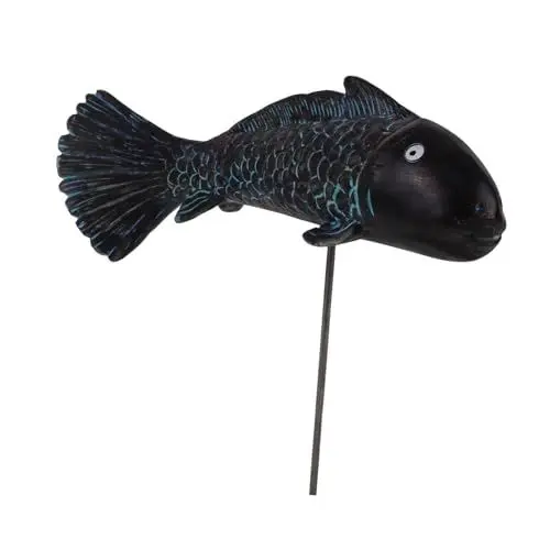 Produktbild: FUNOMOCYA Harz Fisch Deko Für Garten Aquarium Teich Rustikaler Fischstab Aus Harz Für Außenbereich Natürliche Garten-Dekoration
