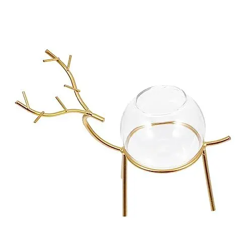 Produktbild: FUNOMOCYA Mini Hirsch Hydrokultur Vase skandinavischen Wohnkultur Eisen Glas Anordnung für Schreibtisch