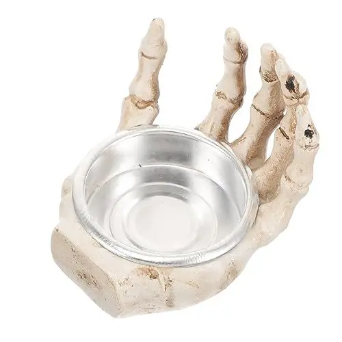 Produktbild: FUNOMOCYA Stabiler Kerzenhalter Aus Kunstharz in Form Einer Skeletthand Gruselige Halloween-Dekoration Für Ihr Wohnzimmer