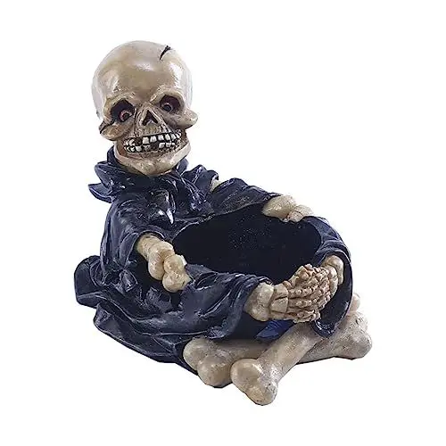 Produktbild: FUNOMOCYA Halloween-kerzenständer Mit Skelettstatue Aus Kunstharz Gefertigt Gruselige Dekoration Für Halloween-Party