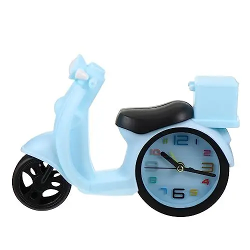 Produktbild: FUNOMOCYA Motorrad Skulptur Alarm Uhr Tisch Ornament für Büro und Zuhause ohne Batterie Blau als für Motorradliebhaber
