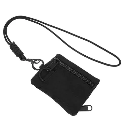 Produktbild: FUNOMOCYA Robuste Kopfhörertasche Zum Aufhängen Aus Nylon Mit Reißverschlusstasche Für Geld Schlüssel Kompakt Und Leicht Für Outdoor-aktivitäten