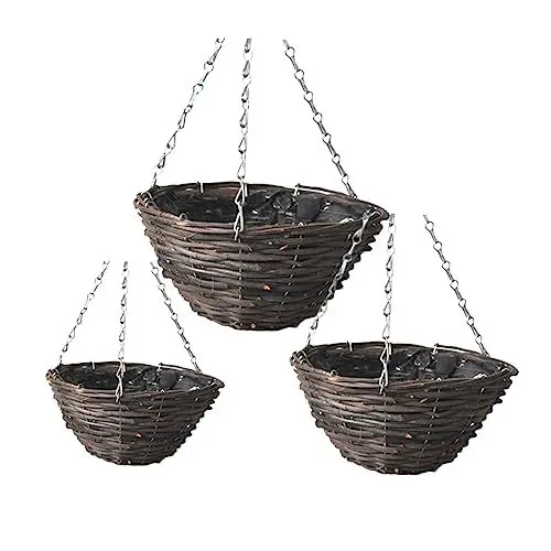 Produktbild: FUNOMOCYA Terrassendekoration 3st Rattan Blumentopf Pflanzkorb Blumengesteck Korb Blumenampel Hängender Blumenkorb Kakteendünger