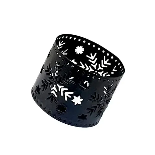 Produktbild: FUNOMOCYA Dekorative Kerzenhalter Eisen Gefertigt Weihnachtsdekor Stifthalter Schwarz Schneeflocke Design