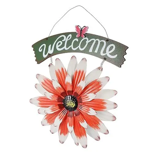 Produktbild: FUNOMOCYA Hängendes Türschild „Willkommen“ Sonnenblume Sonnenblumen Rasenschild Verandaschild Haustürkranz Eisenanhänger