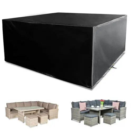 Produktbild: Funshot Schutzhülle Gartenmöbel Winterfest, 420d Oxford-Gewebe, Gartenmöbel Abdeckung Wasserdicht, Abdeckplane für Loungemöbel, Gartentische, Terrassenmöbel, 200x200x90CM