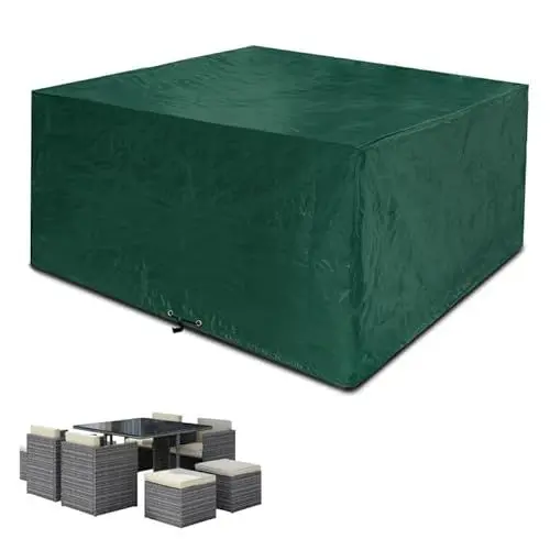 Produktbild: Funshot Abdeckung für Würfel Gartenmöbel Schutzhülle mit Wasserdicht Winddicht,Abdeckplane für Gartentische, Loungemöbe, Anti-UV, Patio Set Abdeckung, Grün,125x125x71cm