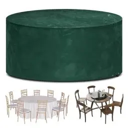 Produktbild: Funshot Gartenmöbel Abdeckung wasserdichte Rund, Ø 300x90cm, Gartentisch Abdeckplane Winddicht, Outdoor-Tischabdeckung für Möbelsets, Schutzhülle Gartenmöbel, Polyethylen, Grün