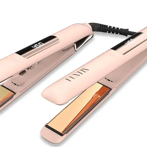 Produktbild: FUNTIN S10 Haarglätter, Glätteisen - 100% reines Aluminium Titanium Glätteisen zum Glätten von Locken Ion Inside 1 Zoll (Baby Pink)