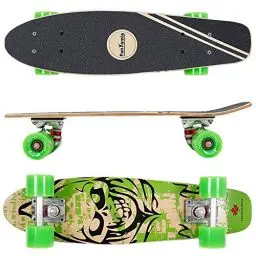 Produktbild: FunTomia Mini-Board Cruiser Skateboard 57cm aus 7-lagigem kanadischem Ahornholz inkl. ABEC-9 Kugellager - mit oder Ohne LED Rollen