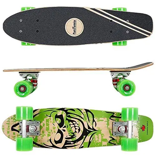 Produktbild: FunTomia Mini-Board Cruiser Skateboard 57cm aus 7-lagigem kanadischem Ahornholz inkl. ABEC-9 Kugellager - mit oder Ohne LED Rollen